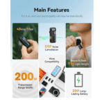 Hollyland Lark M1 Wireless Mic iPhone Android Smartphone External Microphone DSLR Camera Mic with Noise Cancellation 200m Transmission 8H Battery Life Dual Mic for YouTuber Record Live Stream(2TX+1RX) - Image 3
