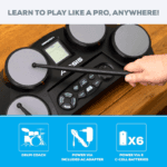 Alesis CompactKit 4 | Portable Electronic 4-Pad Tabletop Drum Kit with Velocity-Sensitive Drum Pads, Coaching Feature and Drumsticks Included - Image 4