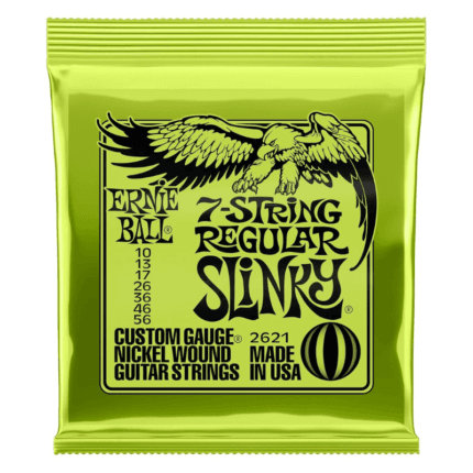 Ernie Ball, Electric Guitar Strings, 7 string, Nickel Steel Wound. Reguar Slinky, .010-.056 2621